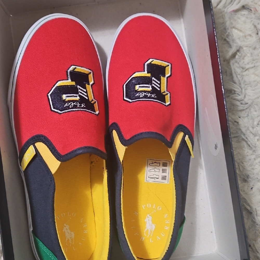 Polo by Ralph Lauren Kids Red and Yellow Slip-On Sneakers